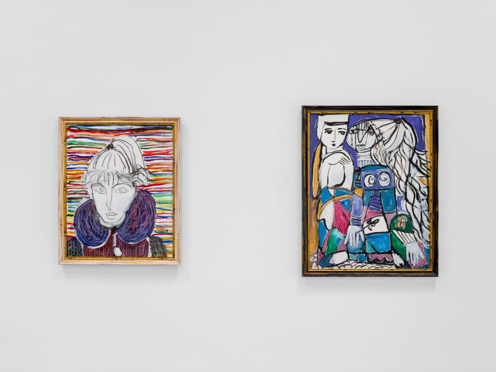 Lydia Corbett, född Sylvette David, In memory of Toby's grey coat, 2024; The Child with Sylvette in Chicago, 2016. Courtesy of the Artist and David Simon Contemporary, UK.